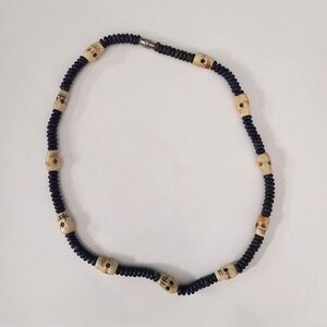 Vintage Bone Skull Beaded Necklace